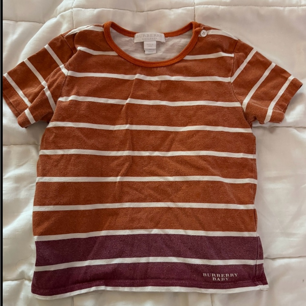 Burberry Kids Striped Orange and Purple Shirt